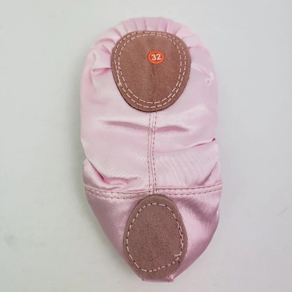 Triple Deer Toddler Girls Sz 13 Pink Satin Ribbon Leather Sole Dance Ballet Shoe